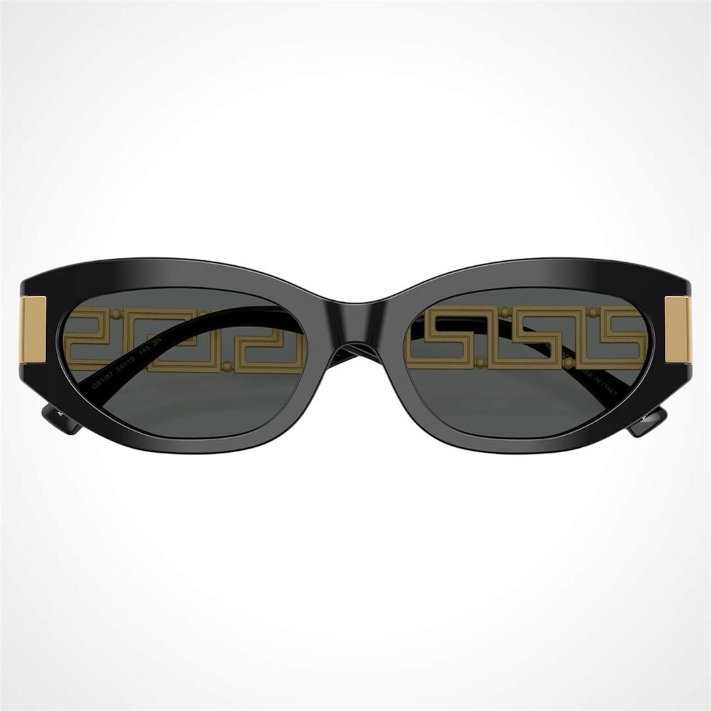 New VERSACE Sunglasses Black Gold Acetate & Metal Cat Eye w/ Case - Picture 5 of 6